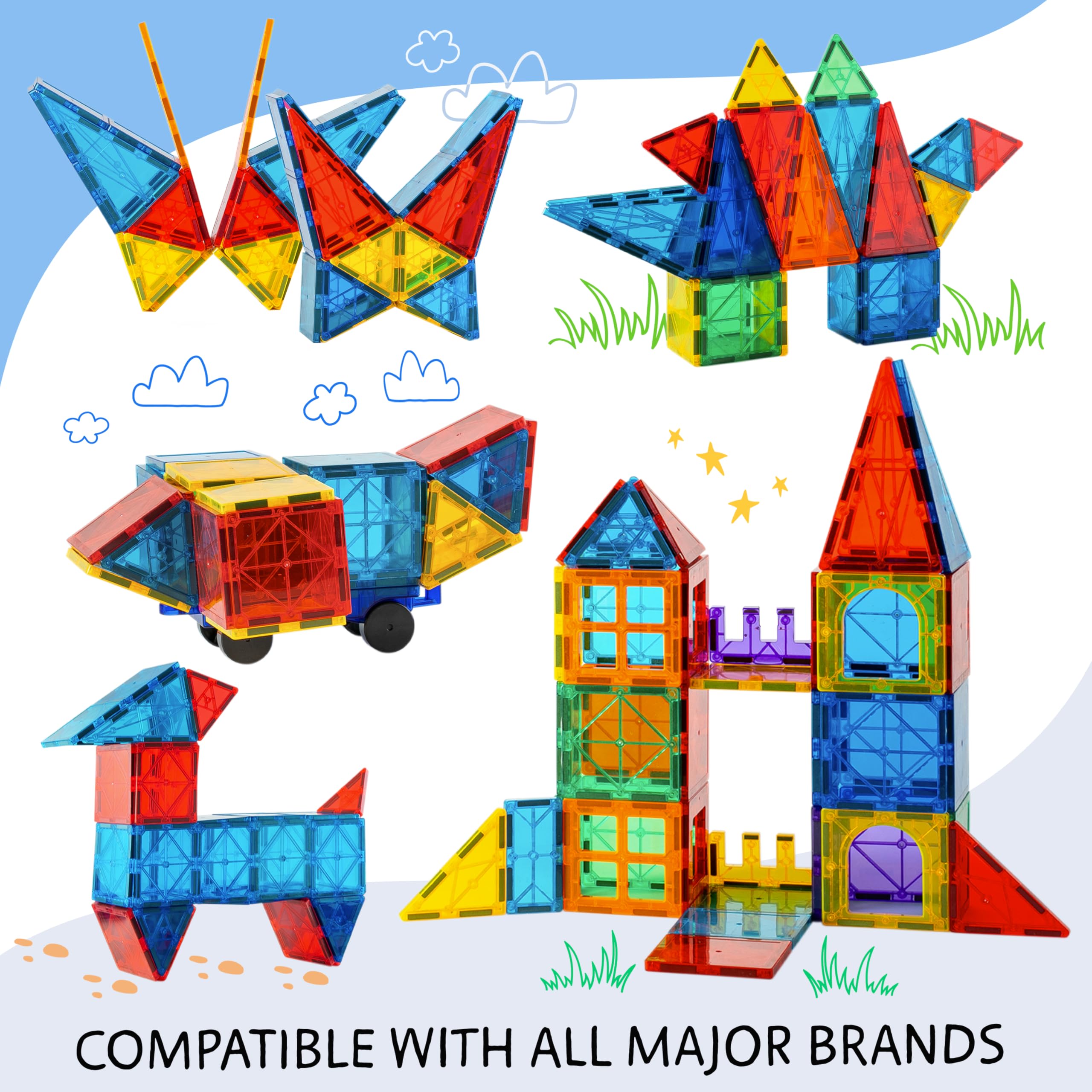 🧲 Kids Magnetic Tiles Building Blocks | Safe STEM Construction Toy