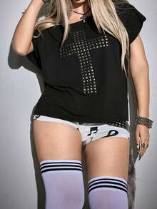 🖤 Gothic Punk Studded Cross Slash-Back T-Shirt