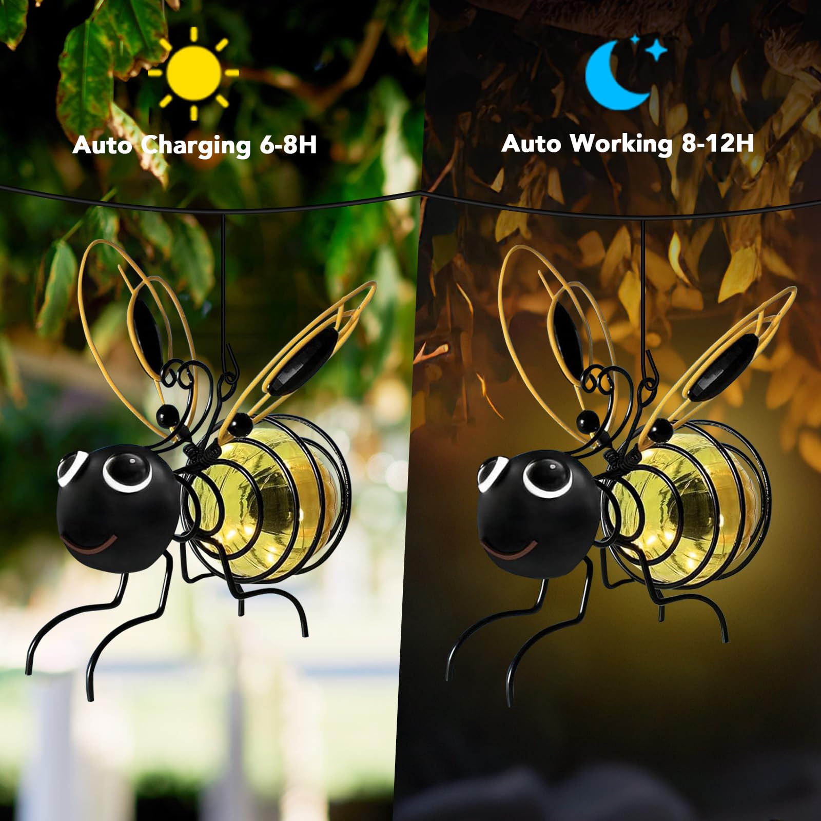 🐝 Solar Bee LED Hanging Lantern | Waterproof Outdoor Garden Decorative Light