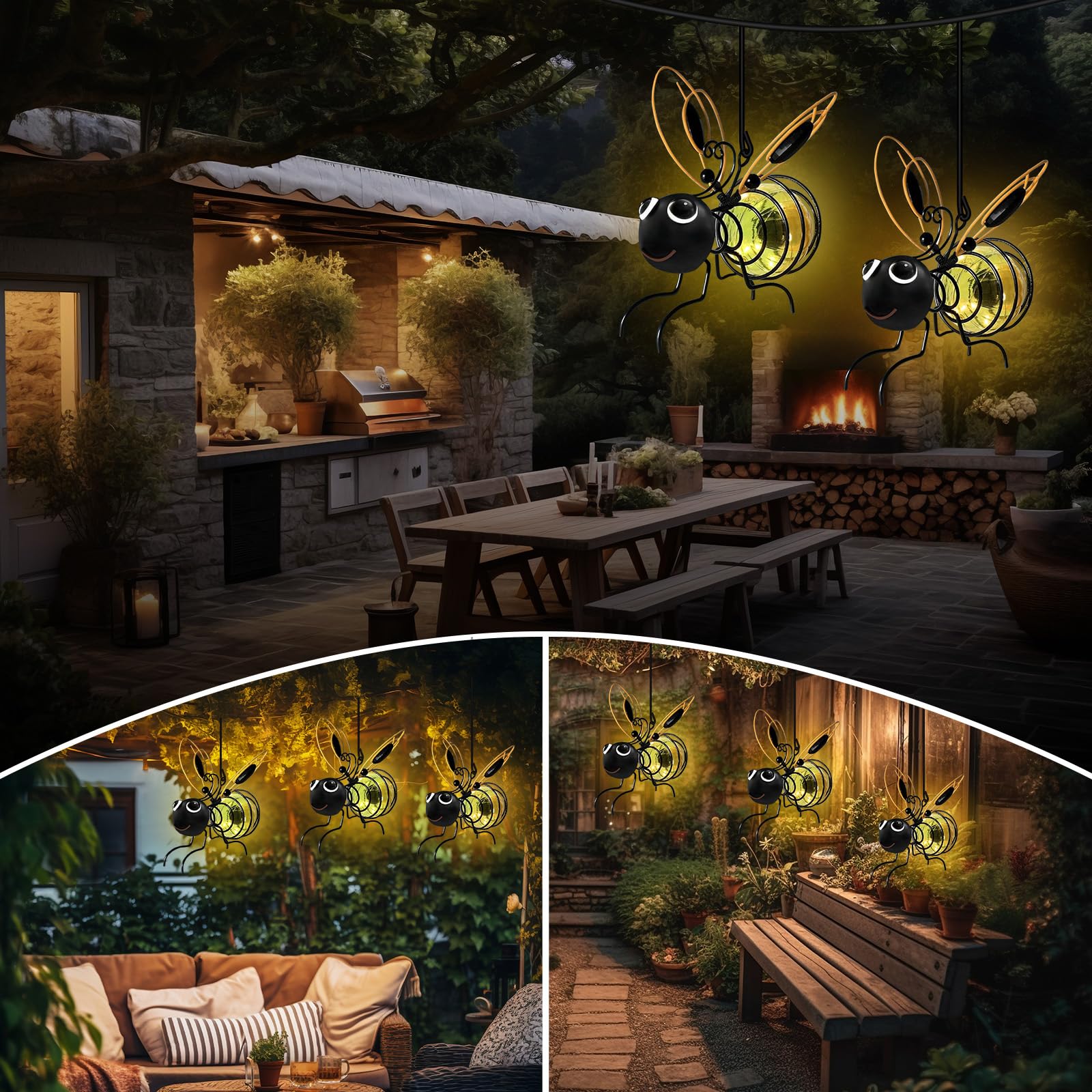 🐝 Solar Bee LED Hanging Lantern | Waterproof Outdoor Garden Decorative Light