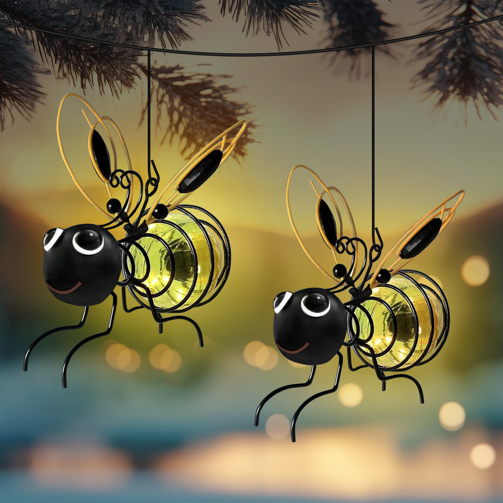 🐝 Solar Bee LED Hanging Lantern | Waterproof Outdoor Garden Decorative Light