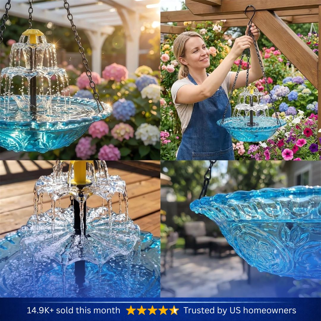 🐦Solar-Powered Hanging Bird Bath Fountain
