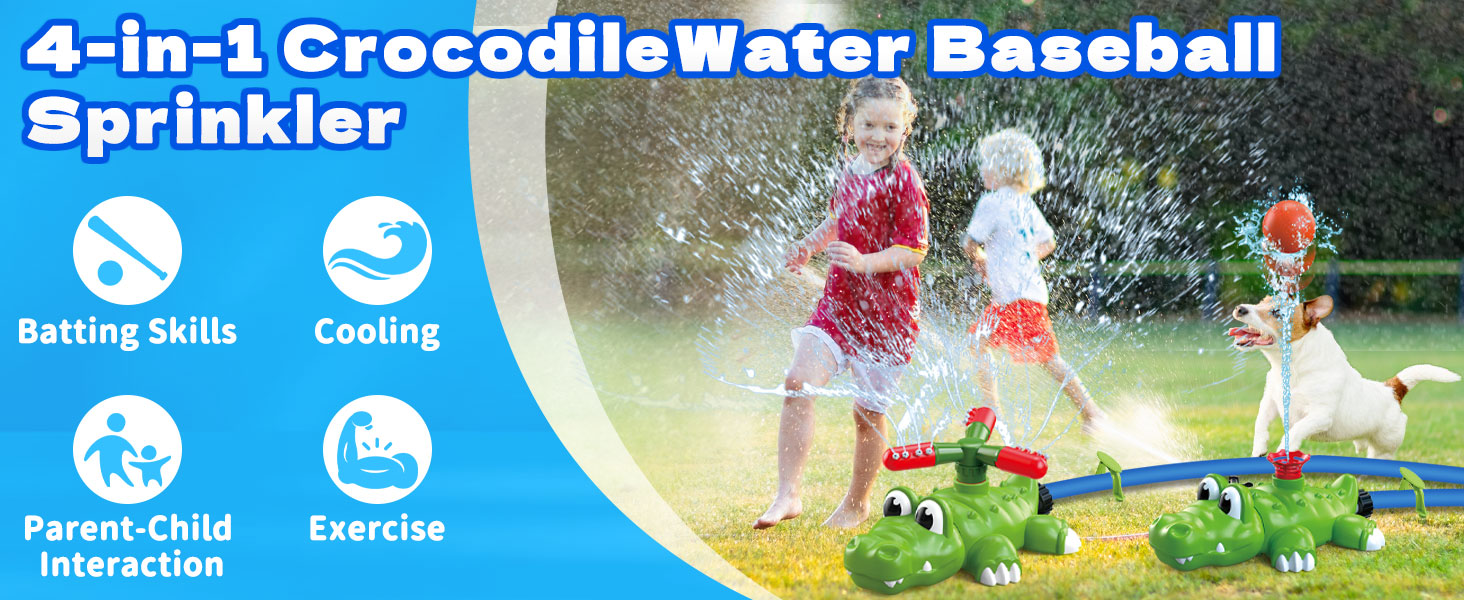 4-in-1 Sprinkler Baseball &amp; Water Ball Toy Outside Water Game Toys for Kids Ages 3-8