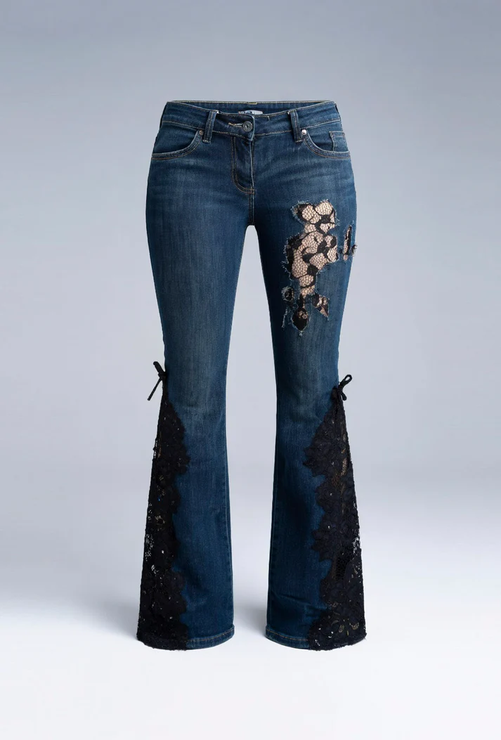 Midnight Lace Flare Stretch Jeans