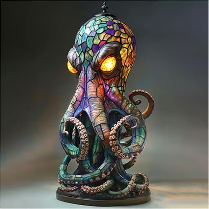 Stained Glass Octopus Table Lamp