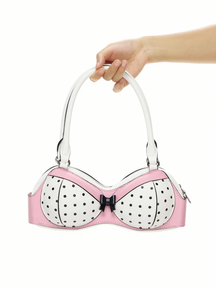 👙 Retro Polka Dot Bra-Shaped Handbag