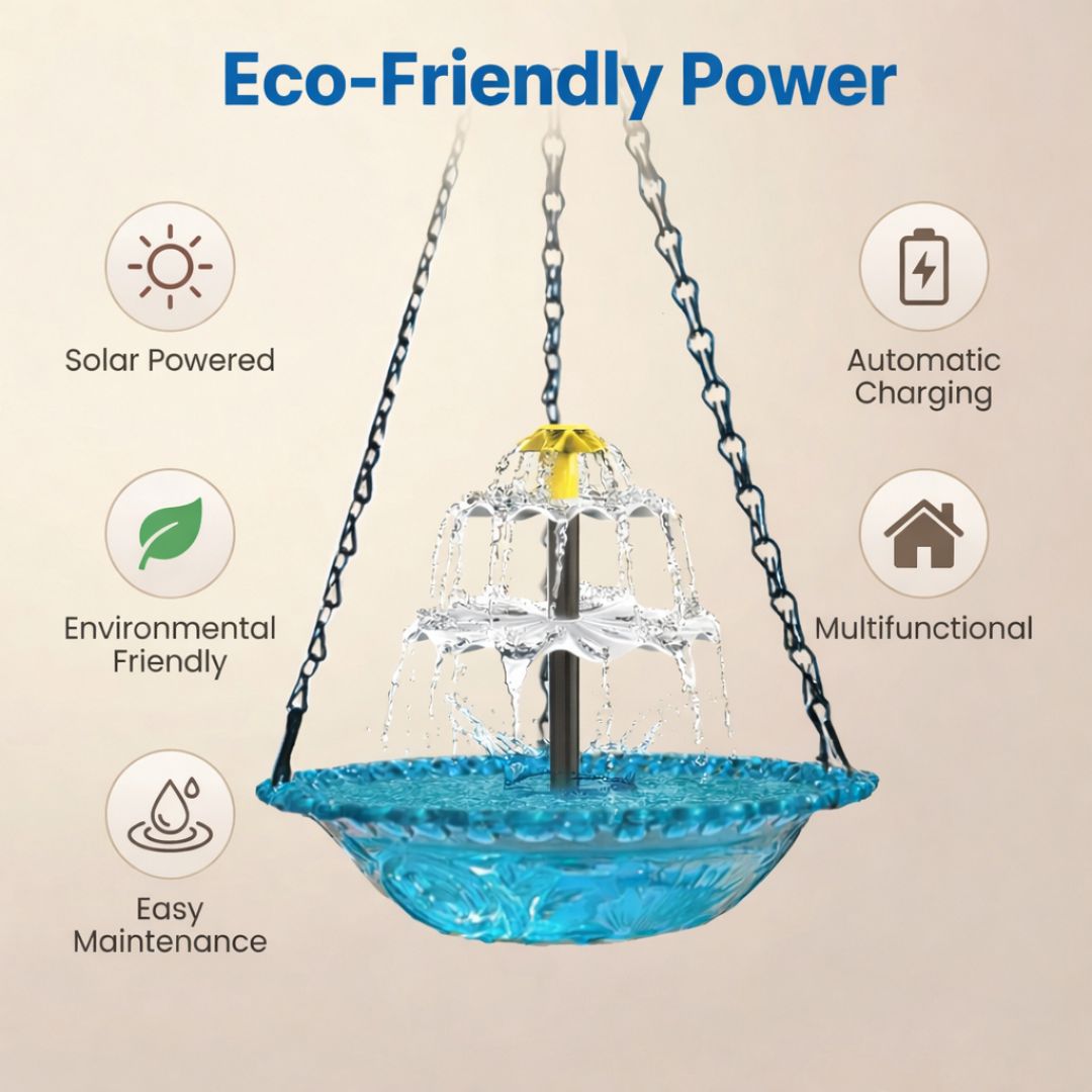 🐦Solar-Powered Hanging Bird Bath Fountain