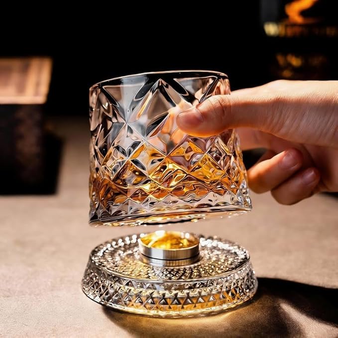 🥃 LED Light-Up Spinning Whiskey Glass Set