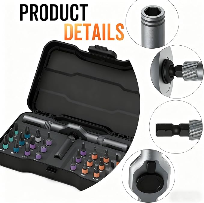 24-in-1 Magnetic Precision Screwdriver Set – Self-Assembly DIY Repair Tool Kit with S2 Steel Bits