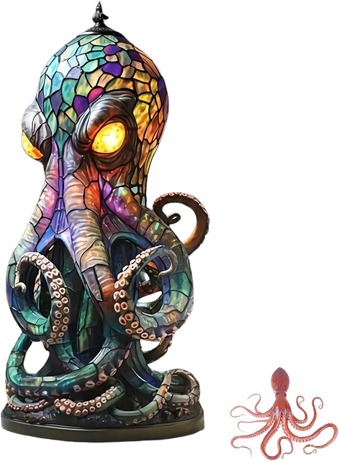 Stained Glass Octopus Table Lamp