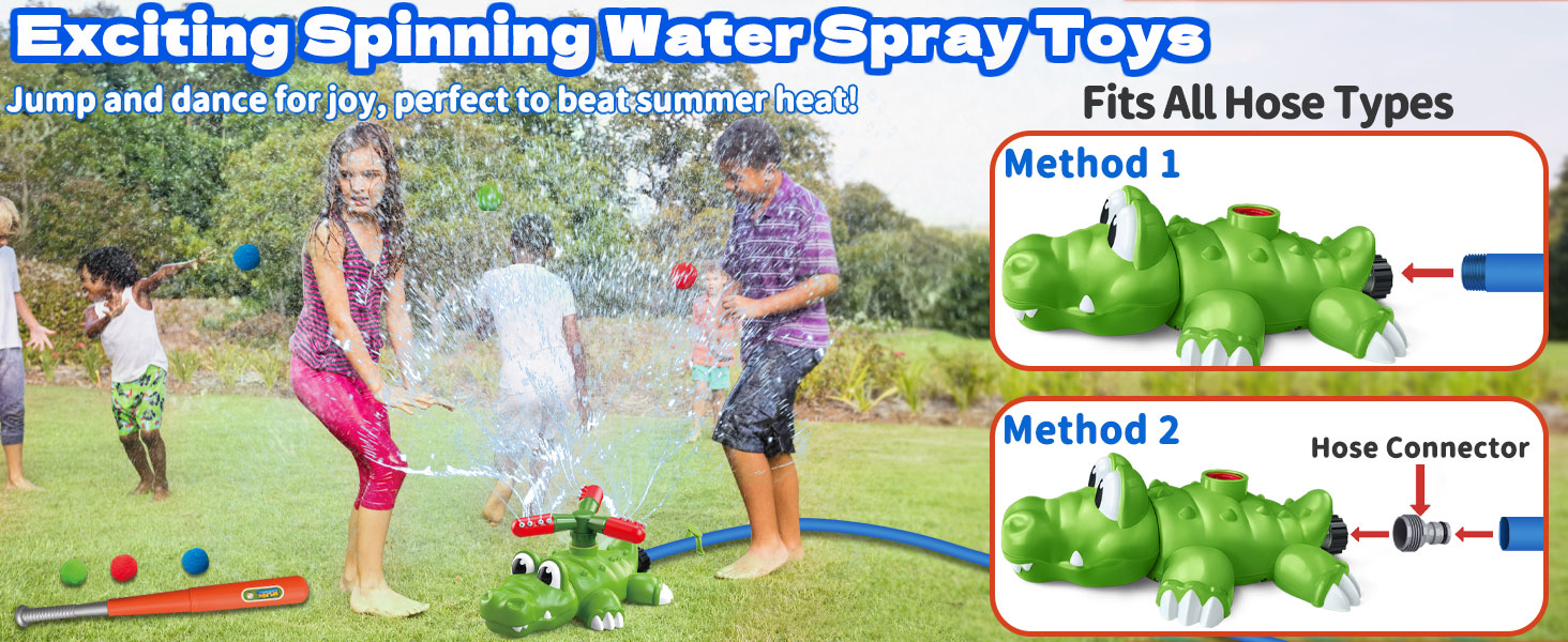 4-in-1 Sprinkler Baseball &amp; Water Ball Toy Outside Water Game Toys for Kids Ages 3-8