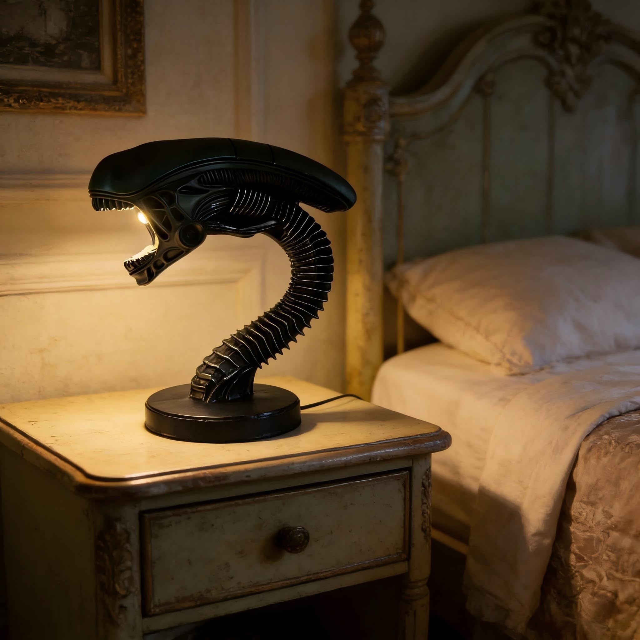 👽 Xenomorph Head Desk Lamp | Sci-Fi Horror Alien Table Lamp for Gamers & Collectors