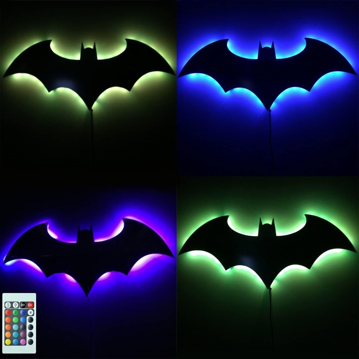 🦇 Bat Silhouette RGB LED Wall Light | Remote-Controlled Night Lamp