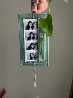 Jade Green Propagation Frame with Hook – Wall-Mounted Photo Strip Display & Glass Plant Propagation Tube – Handcrafted for Plant Lovers