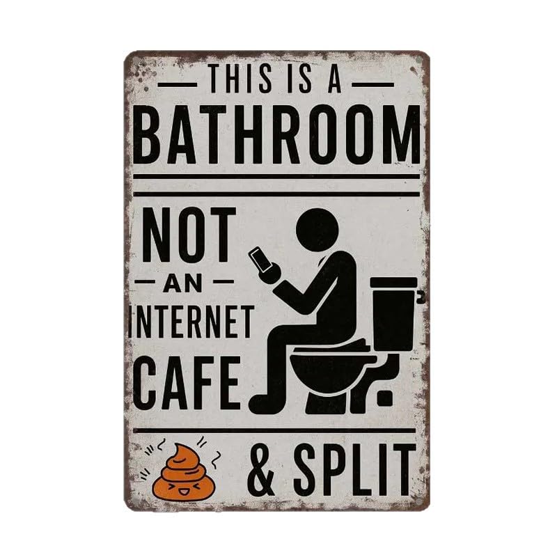 🚽 Funny Bathroom Metal Sign | “Not An Internet Cafe” Retro Wall Decor