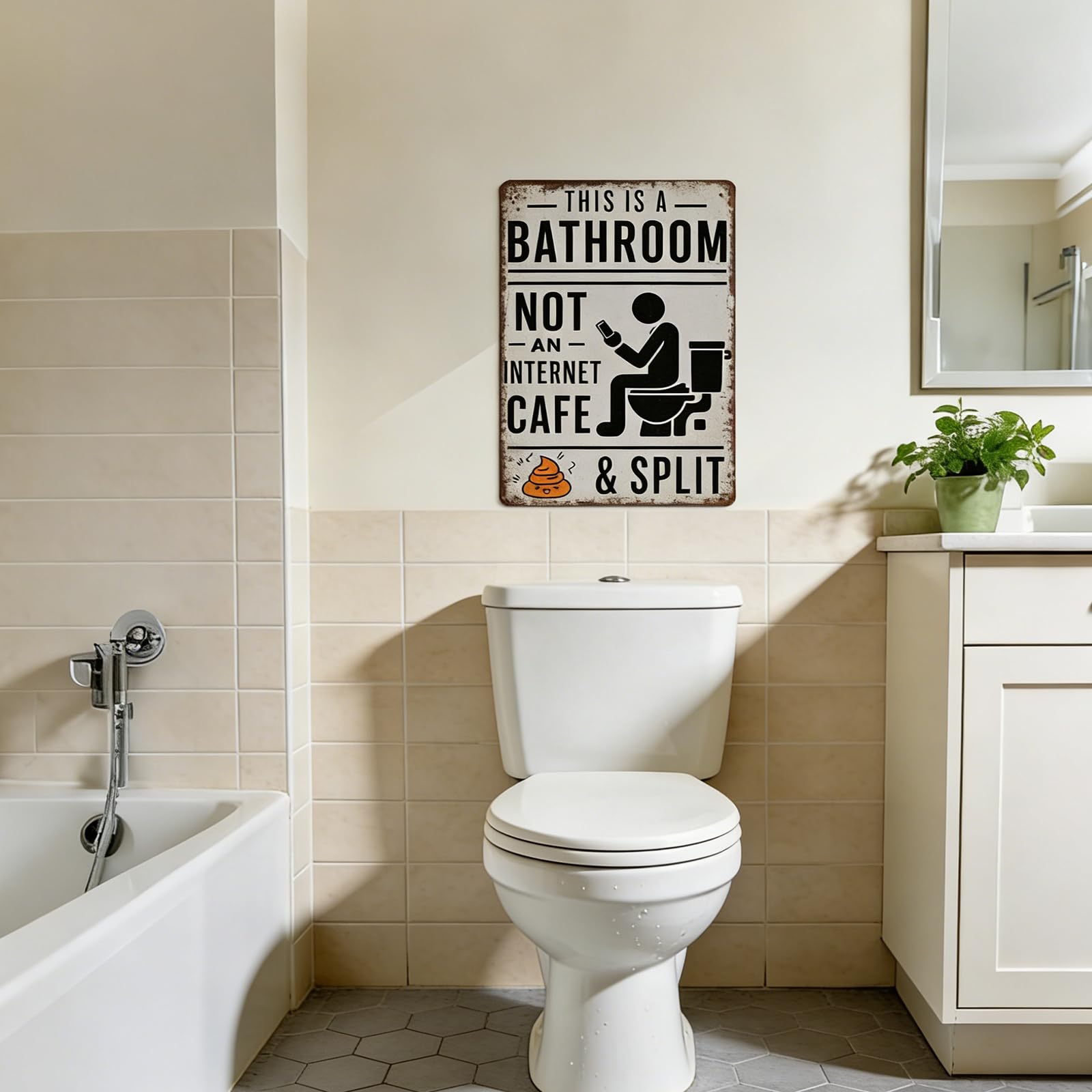 🚽 Funny Bathroom Metal Sign | “Not An Internet Cafe” Retro Wall Decor