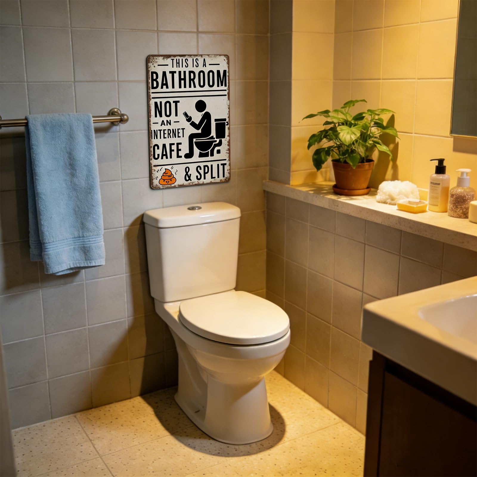 🚽 Funny Bathroom Metal Sign | “Not An Internet Cafe” Retro Wall Decor