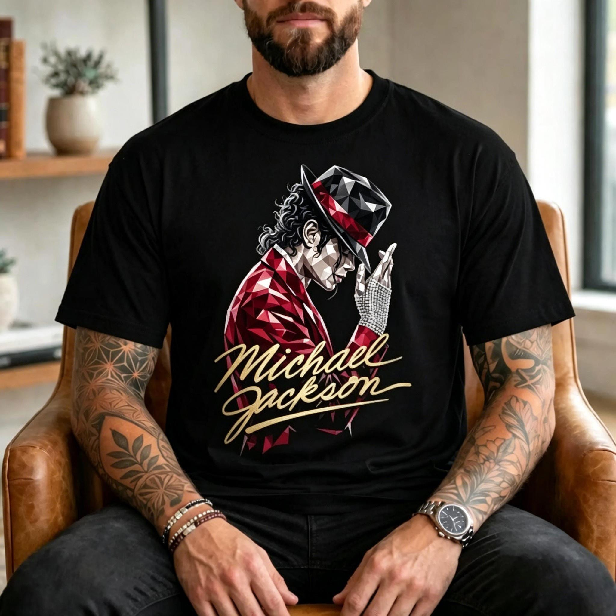 🎤 Iconic Pop Star Polygon Art T-Shirt | Music Legend Graphic Tee