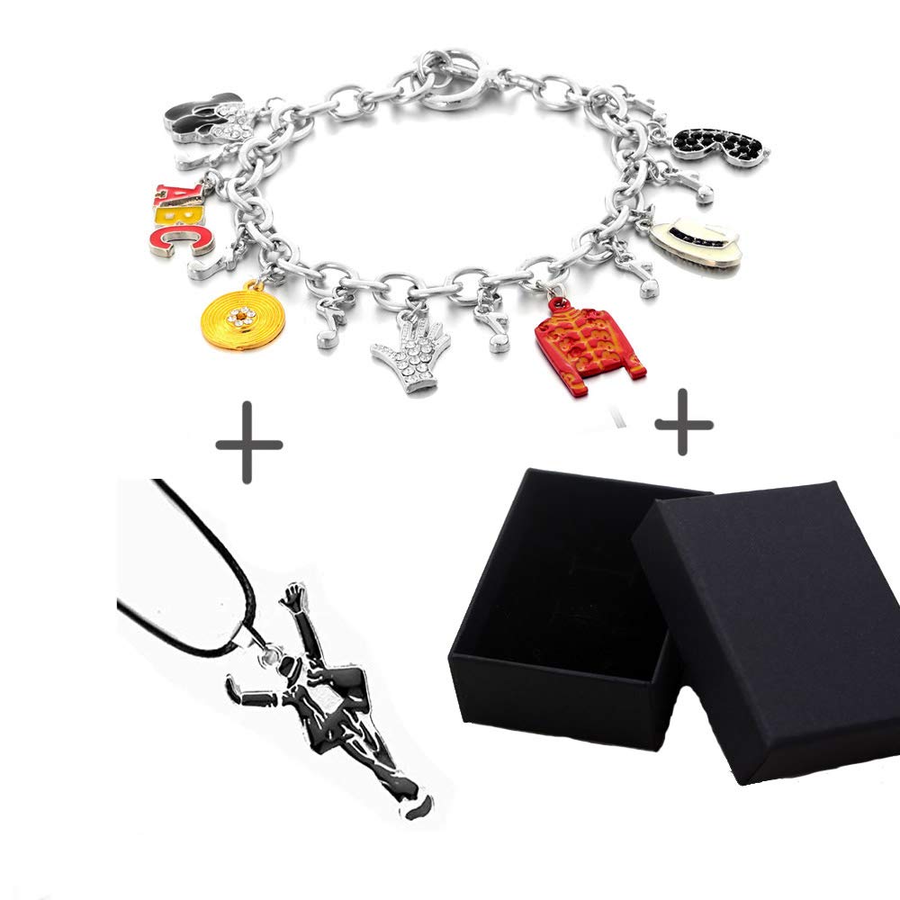 🎤 Iconic Pop Star Silhouette Jewelry Set | Music Fan Necklace & Charm Bracelet