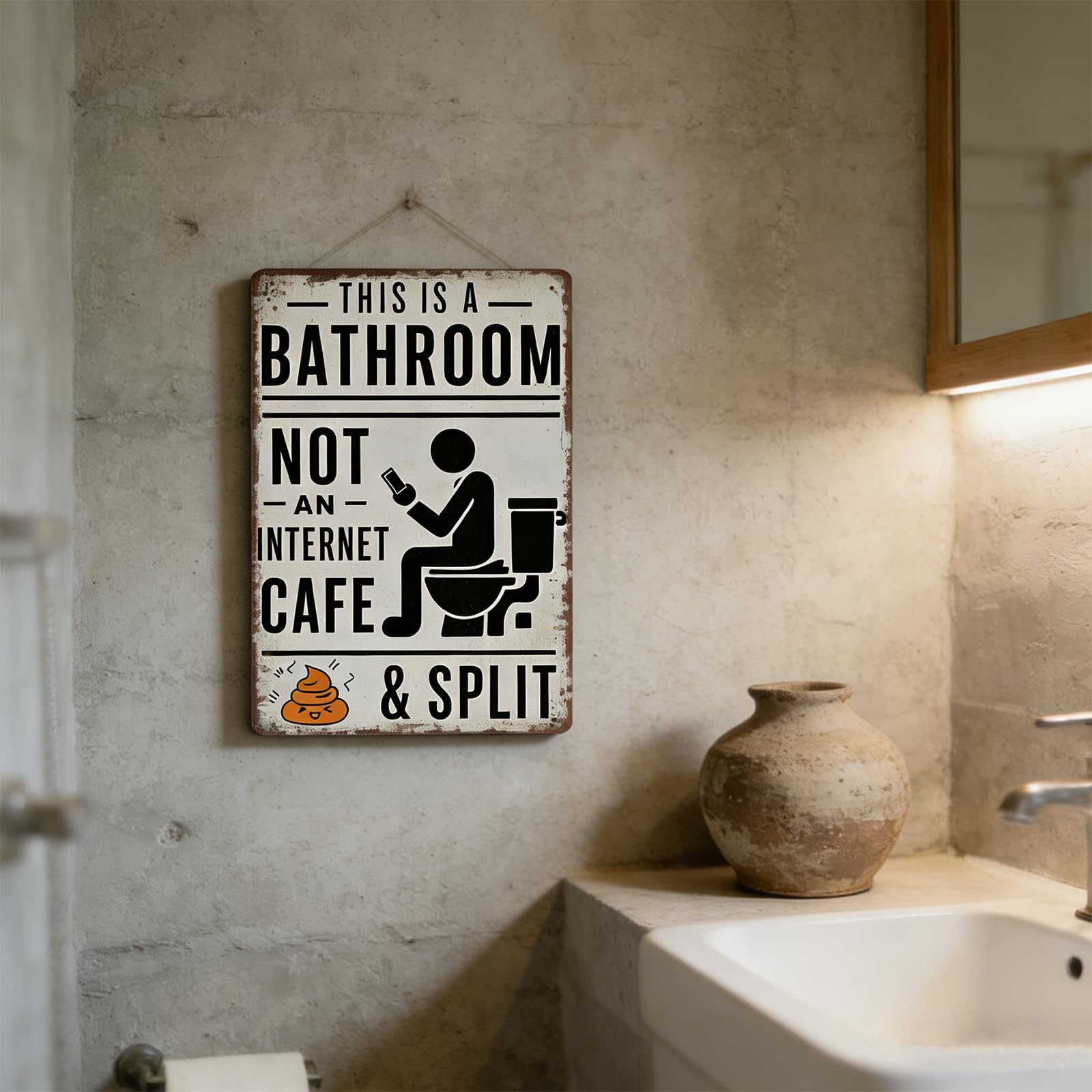 🚽 Funny Bathroom Metal Sign | “Not An Internet Cafe” Retro Wall Decor