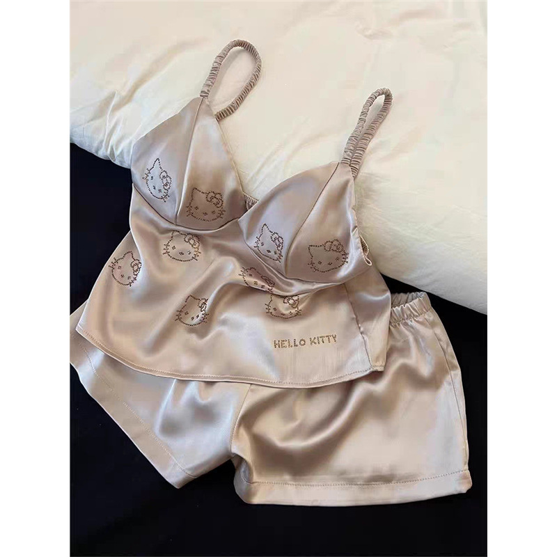 👙 Hello Kitty Rhinestone Satin Pajama Set