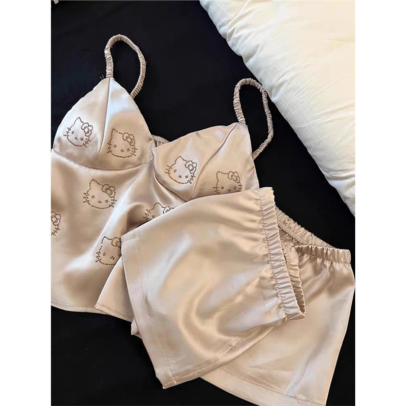 👙 Hello Kitty Rhinestone Satin Pajama Set