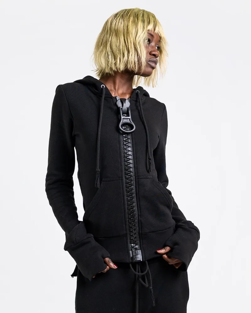 🖤 Y2K Oversized Zipper Cropped Hoodie