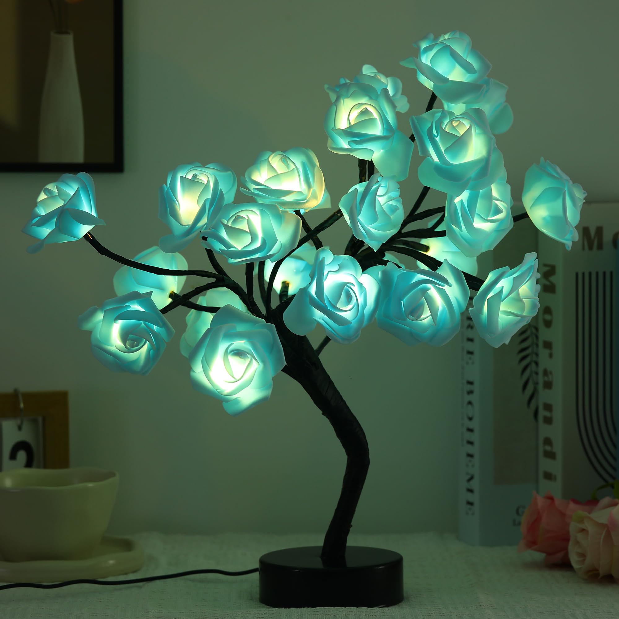 🌹 LED Rose Tree Lamp with 24 Rose Lights | Romantic Bonsai Table Lamp for Home Decor & Gifting