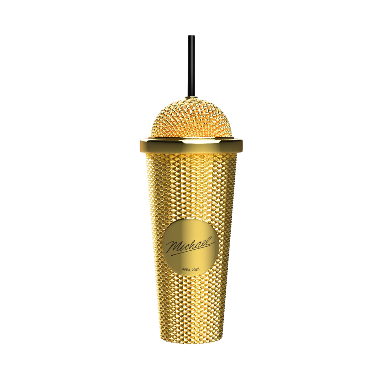 🎤 Iconic Pop Star Microphone Tumbler | Studded Cold Cup with Straw
