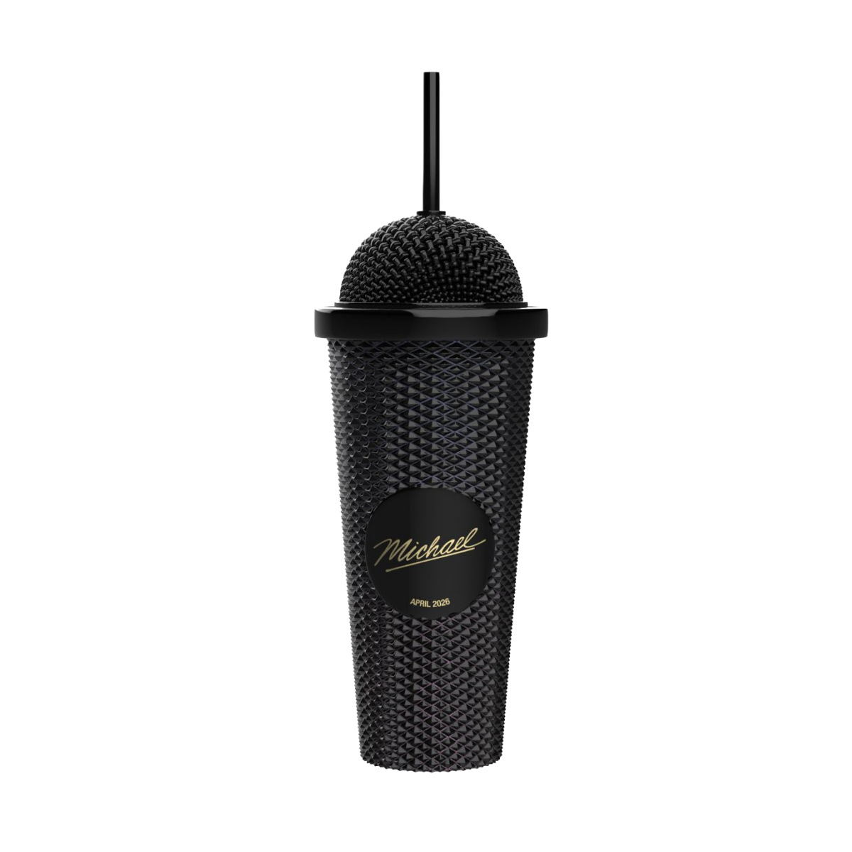 🎤 Iconic Pop Star Microphone Tumbler | Studded Cold Cup with Straw