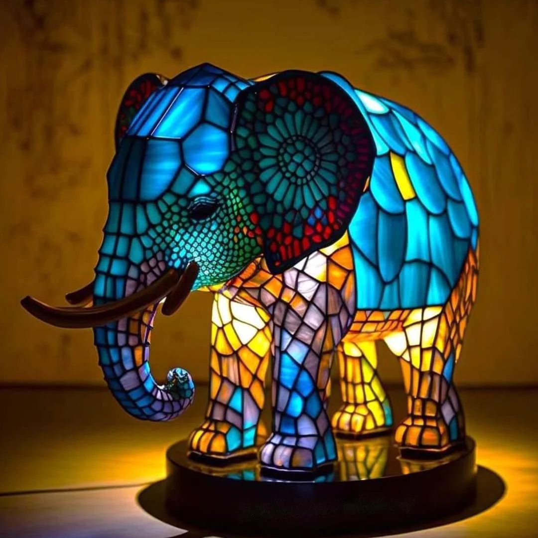Retro Stained Glass Animal Night Lights – Tiffany-Style Lamps for Cozy Magical Vibes ✨🦁🐉
