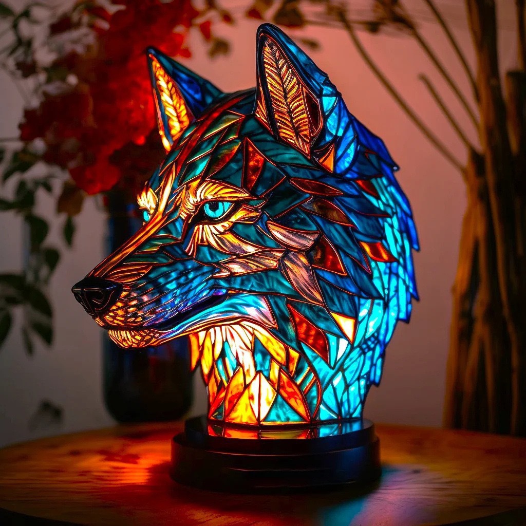 Retro Stained Glass Animal Night Lights – Tiffany-Style Lamps for Cozy Magical Vibes ✨🦁🐉