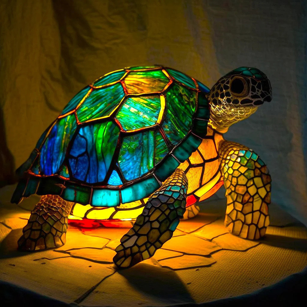 Retro Stained Glass Animal Night Lights – Tiffany-Style Lamps for Cozy Magical Vibes ✨🦁🐉