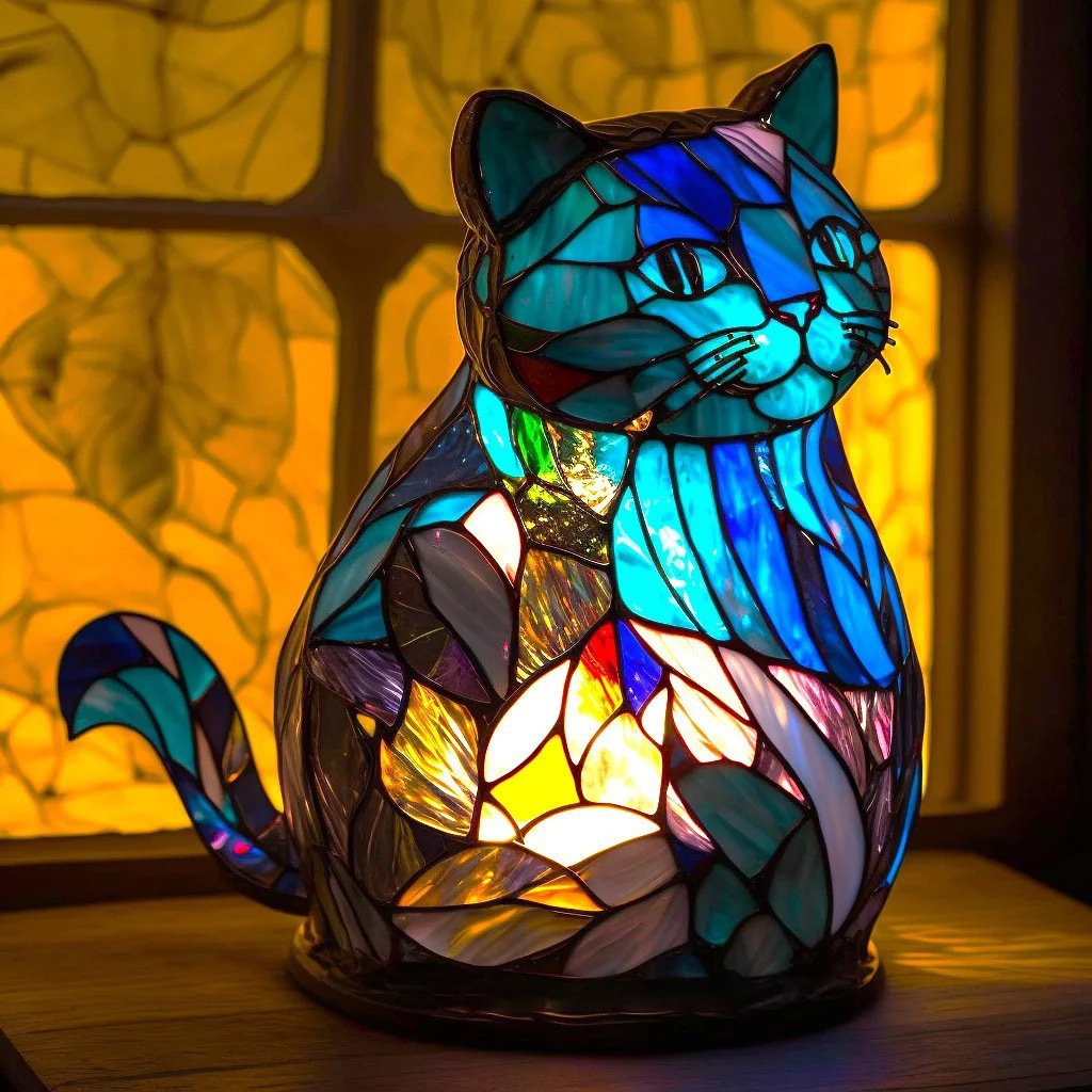Retro Stained Glass Animal Night Lights – Tiffany-Style Lamps for Cozy Magical Vibes ✨🦁🐉