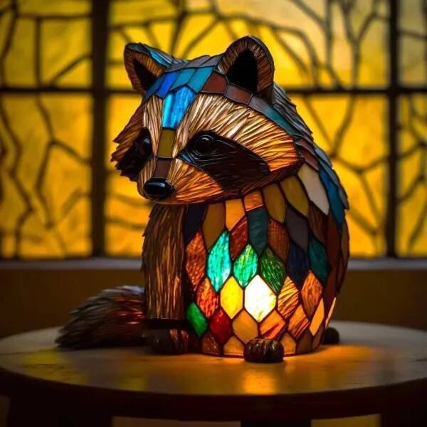 Retro Stained Glass Animal Night Lights – Tiffany-Style Lamps for Cozy Magical Vibes ✨🦁🐉