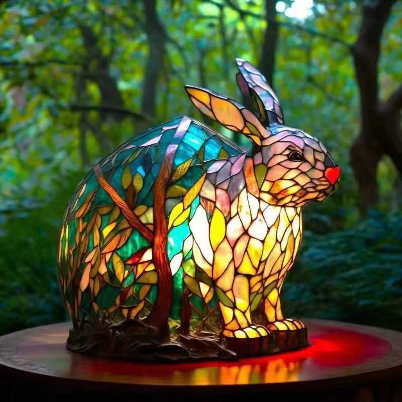 Retro Stained Glass Animal Night Lights – Tiffany-Style Lamps for Cozy Magical Vibes ✨🦁🐉