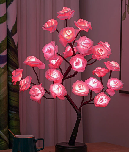 🌹 LED Rose Tree Lamp with 24 Rose Lights | Romantic Bonsai Table Lamp for Home Decor & Gifting