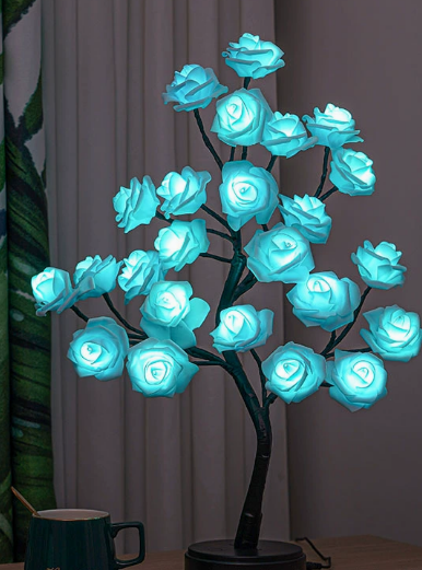 🌹 LED Rose Tree Lamp with 24 Rose Lights | Romantic Bonsai Table Lamp for Home Decor & Gifting