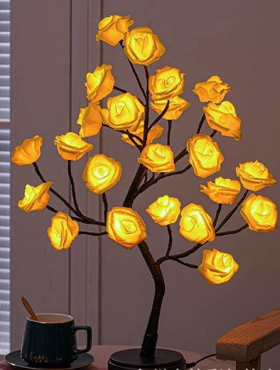 🌹 LED Rose Tree Lamp with 24 Rose Lights | Romantic Bonsai Table Lamp for Home Decor & Gifting