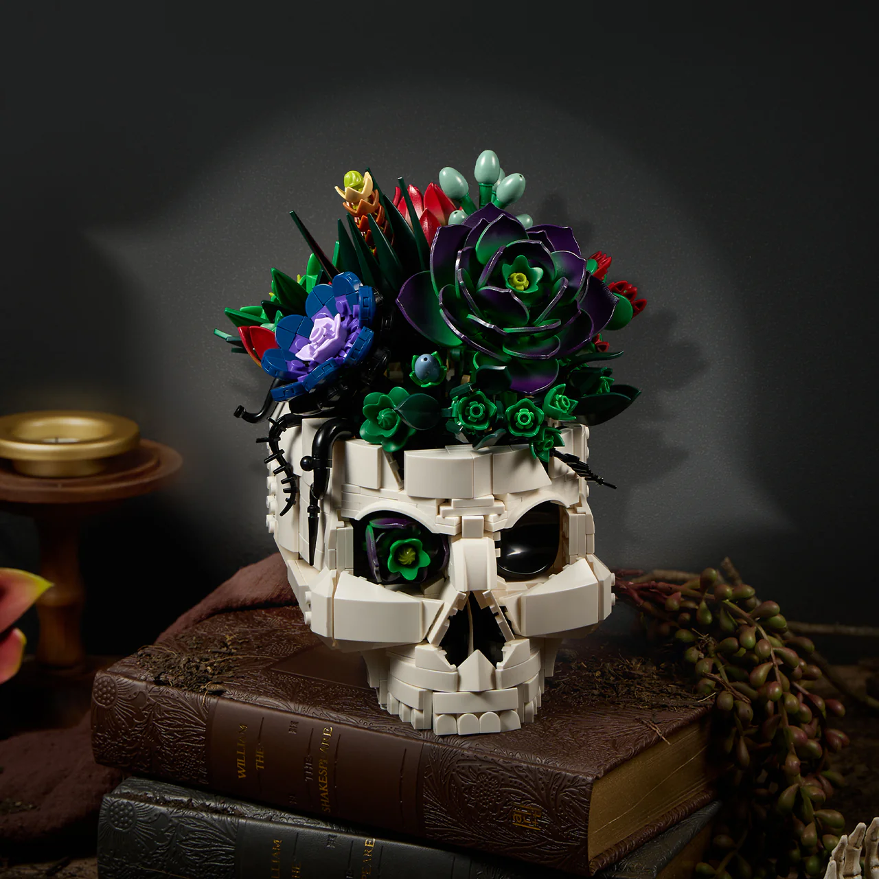 Gothic Skull Succulent Bouquet Building Block Set
