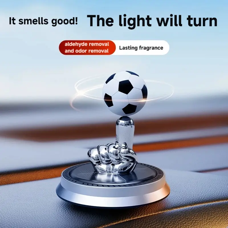 ⚽Rotating solar-powered soccer-shaped car air freshener