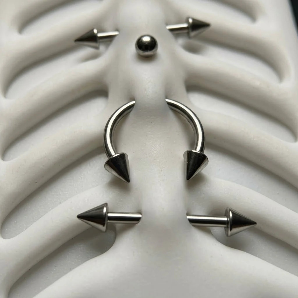 🖤 3D Skeleton Rib Cage Phone Case with Piercing Details
