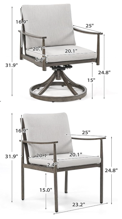 5-Piece Outdoor Dining Set - Aluminum Patio Dining Set with Rope Backrest