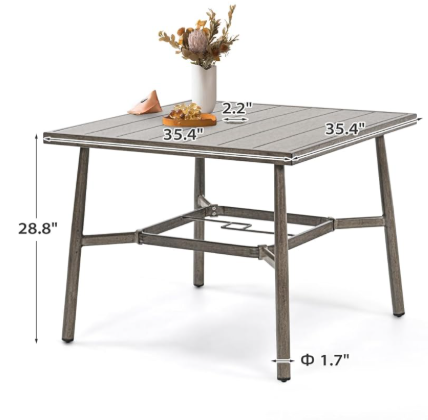 5-Piece Outdoor Dining Set - Aluminum Patio Dining Set with Rope Backrest