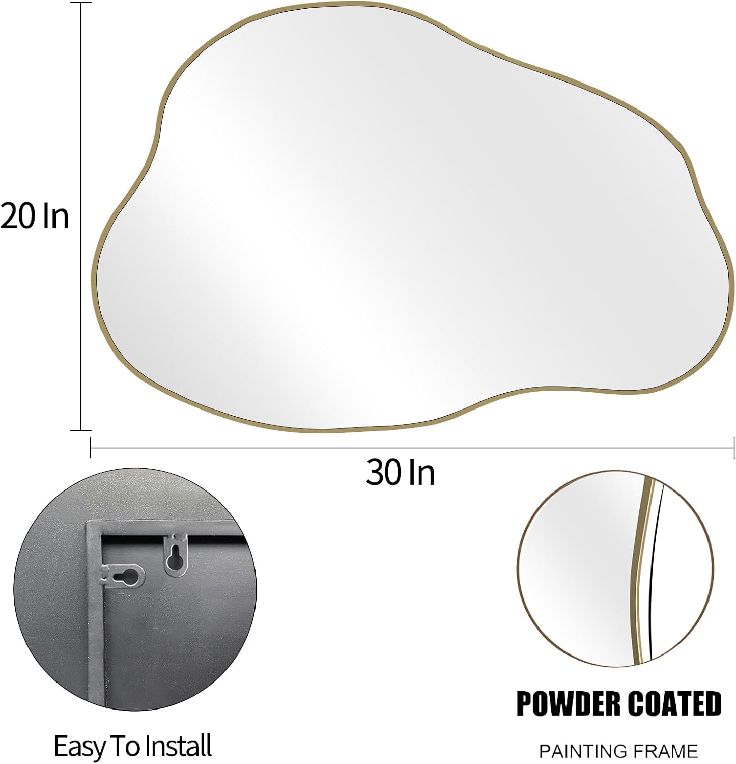 30"x20.5" Gold Irregular Mirror