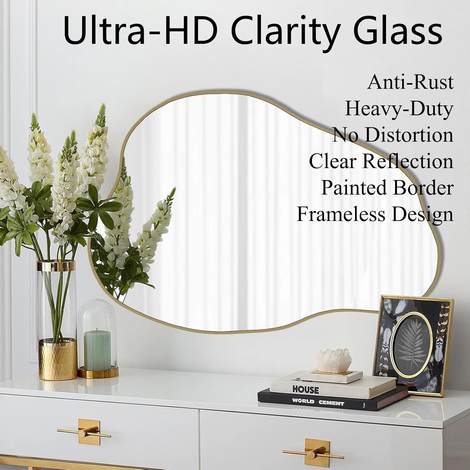 30"x20.5" Gold Irregular Mirror