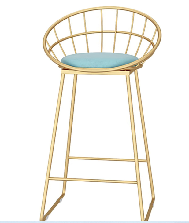 Bar Stools Velvet Comfortable Soft Bar Chair High Stool for Breakfast Kitchen Counter Metal Legs