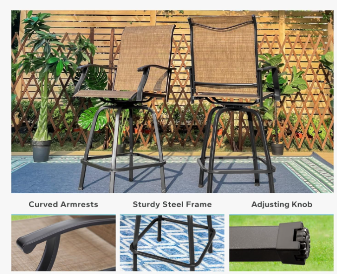 Outdoor Bar Stools Set of 4, Swivel Bar Height Patio Chairs Outdoor Barstools High Top Patio Swivel Bar Chairs