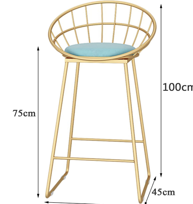 Bar Stools Velvet Comfortable Soft Bar Chair High Stool for Breakfast Kitchen Counter Metal Legs
