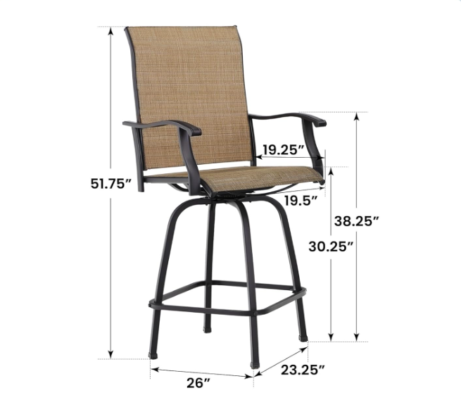 Outdoor Bar Stools Set of 4, Swivel Bar Height Patio Chairs Outdoor Barstools High Top Patio Swivel Bar Chairs
